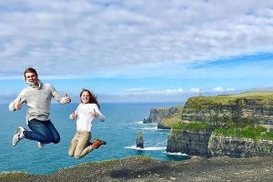 Kids visiting the Cliffs of Moher