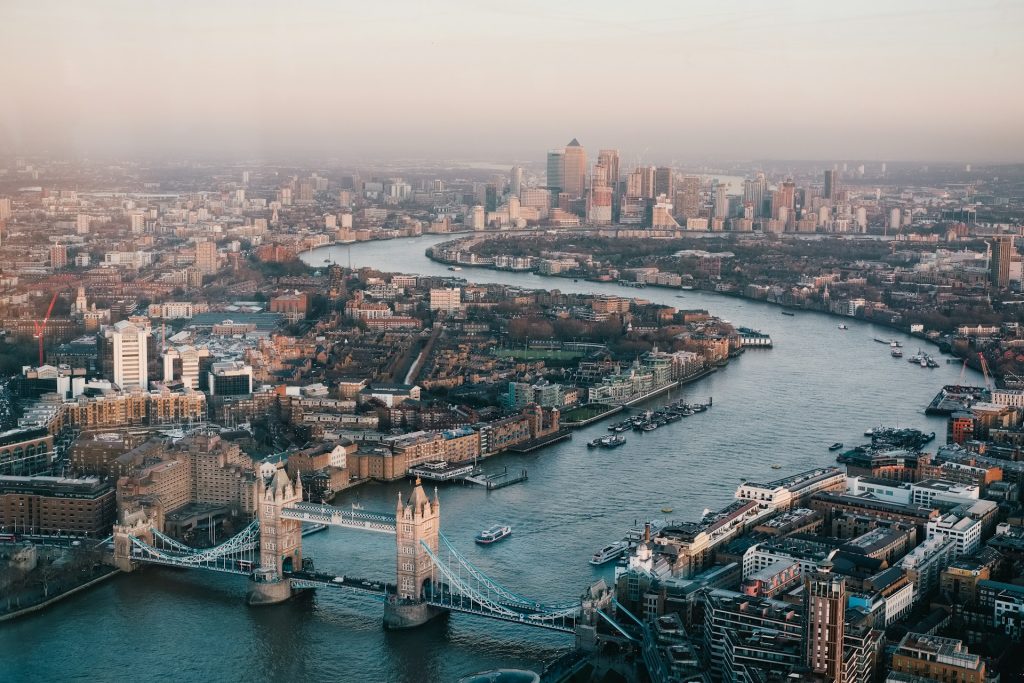 Arial photography of London Skyline